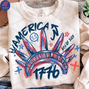 Brush Stroke Statue of Liberty Png, Brushstroke USA Png, America 4th July Png Design, Graffiti America Png, American Girl Shirt Design