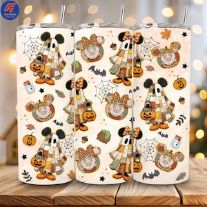 Halloween Cartoon 20oz Tumbler Wrap PNG, Spooky Movie Character Tumbler Design, Mouse And Friends Halloween Tumbler Sublimation,Digital File
