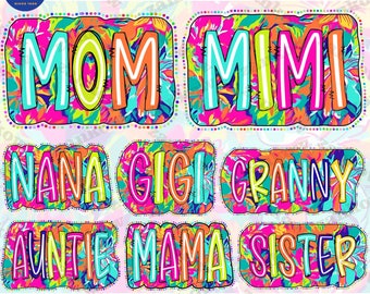 8 Tropical Summer Mama/ Nana/ Auntie/ Sister Bundle Png, Gift For Mom Png, Retro Mama Design, Floral Mama Png, Happy Mother’s Day Png