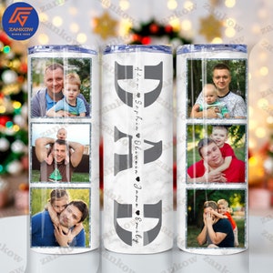 Envoltorio de vaso personalizado con foto de papá (en formato PNG) con nombres de niños, vaso con foto para papá, envoltorio de vaso para el Día del Padre (en formato PNG), taza con collage de fotos familiares