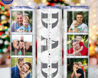 Personalized Dad Photo Tumbler Wrap Png With Kids Names, Photo Tumbler For Dad, Father&#39;s Day Tumbler Wrap Png, Family Picture Collage Cup