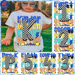 Retro Back to School Boys PNG Bundle, Checkered School Boy Png, First Day Shirt Png, Pre-K to Fifth Grade Png, Kindergarten Kid Png