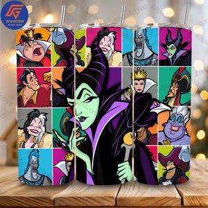 Emballage de gobelet dessin animé méchants, gobelet 20 oz Squad Girls, Bad Witches Club Png, conception de gobelet skinny dessin animé Halloween, téléchargement numérique