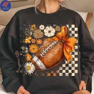 Retro Football Game Day Coquette PNG, Preppy Football Shirt Design, Football Bow Png, Touchdown Season Png, Girly Fall Football Mom Png