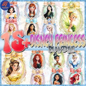 Watercolor Princess Png Bundle, Princess Castle Png, Cartoon PNG Clipart, Princess Coquette Bow Png, Family Trip Png, Family Vacation Png
