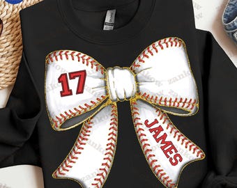 Custom Baseball Bow Png, Baseball Mom Shirt With Kids Name & Jersey Number Png,  Baseball Mama Png, Baseball Game Day, Baseball Coquette
