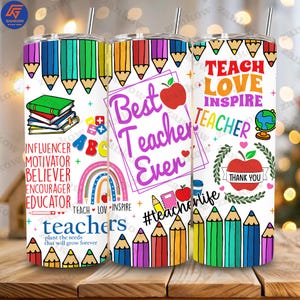 Teachers Week 20oz Sublimation Tumbler Design, Teacher Appreciation Skinny Straight Tumbler PNG, Teacher Life Sublimation Design