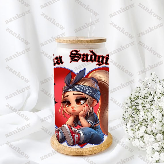 Chicano La Sad Girl Couple Cholo Couple 16oz Glass Can PNG, Chola