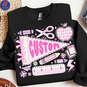 Preppy Lace Coquette School Name PNG, Custom Back To School Pennant PNG, Cute Kid Name Sign Clipart, Grandmillennial Girl Name Banner PNG