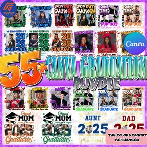 55+ Canva Template 2025 Graduation Tshirt Grad Bootleg Png, Canva Grad Template, Class of 2025 Graduation Editable, 2025 Graduate Png Bundle