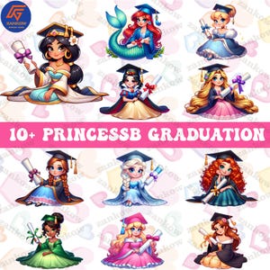 10+ Cartoon Princess Graduation 2025 Png Bundle, Cartoon Character Grad Png, Cartoon Senior 2025 Png, Cartoon Graduate Png, Digital File
