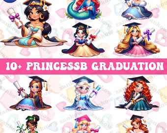 10+ Cartoon Princess Graduation 2025 Png Bundle, Cartoon Character Grad Png, Cartoon Senior 2025 Png, Cartoon Graduate Png, Digital File