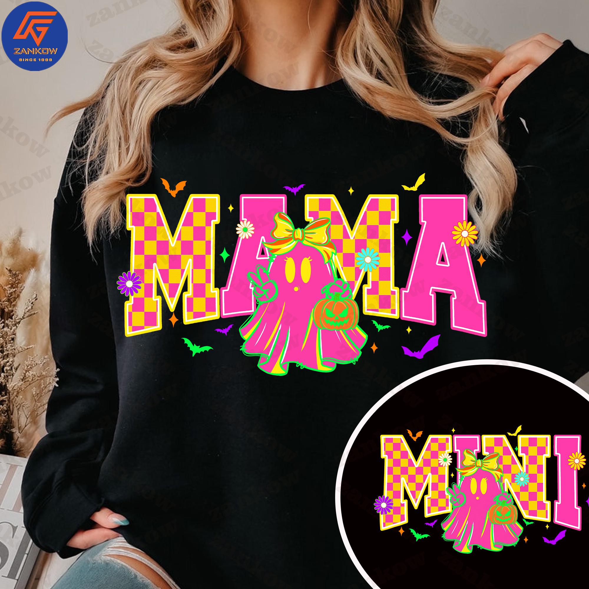 Halloween Neon Checkered Png, Spooky Mama Png, Halloween Neon Mama Mini Png, Spooky Season Png, Halloween Cute Neon Ghost Png, Digital File