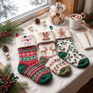 Embroidered Custom Christmas Name Patch, Personalized Christmas Stocking Tree Reindeer Gingerbread Tag, Christmas Iron On Patch