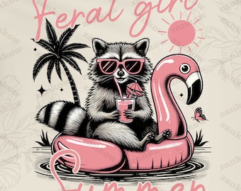 Feral Girl Summer Raccoon Png, Funny Meme Raccoon Png, Feral Png, Cowgirl Png, Western Png, Rodeo Png, Summer Png, Digital Download