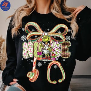 Merry Nurse Christmas PNG, Retro Coquette Nurse PNG, School Nurse Holiday Design, Brushstroke Xmas Bow PNG, Cute Christmas Gift For Nurse