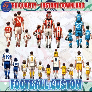 7つのカスタムサッカーパパPNGバンドル、父の日ギフトPNG、パーソナライズされたサッカーチームPNG、おじいちゃんへのギフト、カスタム父息子PNG、デジタルダウンロード