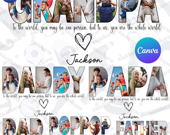 Customized Fathers Day Gift for Dad, Custom Dad Photo Canva Template, Personalized Photo Png, Custom Design Your Own with Text And Picture