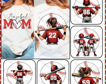 CUSTOM Baseball Mom With Kids Png Bundle, Baseball Jersey Number Png, Baseball Name Kid Png, Gameday Cheer Mom Png, Baseball Gift