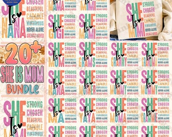 20+ Sie ist Mom Bundle PNG, Sie ist Nana, Meme PNG, Gesegnete Mutter Png, Mama Shirt, Mutterleben Png, Muttertag Png, Geschenk für Mama, Retro Mama Zitate