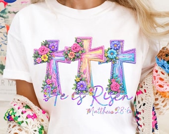 He Is Risen PNG Faux Yarn, Matthew 28:6 Png, Easter Cross Brushstroke Png, Christian Easter Shirt, Bible Verse Design, Digital Download