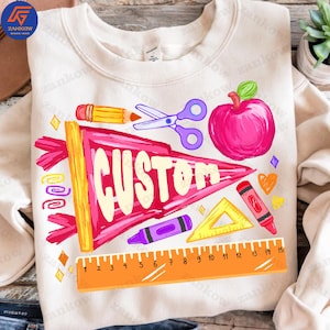 Personalized Name Back to School Pennant PNG file, Name Pennant png, Boho Floral Teacher Png, Brushstroke, Coquette Girl Name png