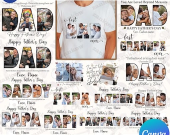 15+ Benutzerdefinierter Vatertag Canva Vorlage Png, personalisiertes Geschenk für Papa Png, benutzerdefinierter Vater und Kinder Foto Png, Bibelverse, christlicher Vater Png