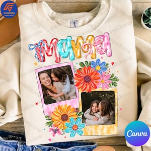 Custom Canva Mama Kids Photo Png, Canva Add Photos Mothers Day Png, Mom Floral Coquette Bow Png, Mama Flowers, Hand drawn, Gift For Mom