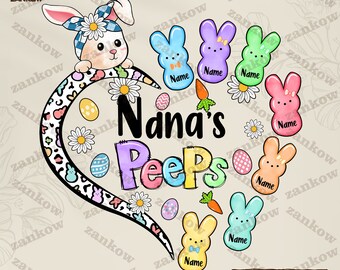 Custom Nana’s Peeps Png, Custom Name Kid Bunny, Custom Easter Peeps, Easter Family, Gift For Kids Easter, Easter Bunny, Digital Download