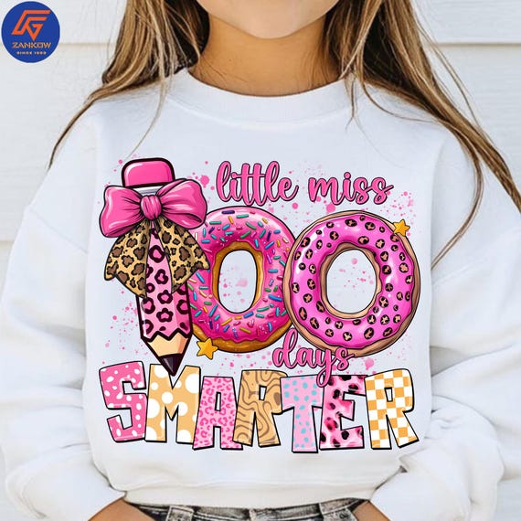 Little Miss 100 Days Smarter Png, 100 Days of School Png, Little Miss Png, 100 Days Smarter Png, School Png for Girls, 100 Days Donut Png
