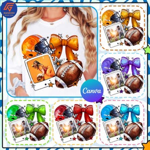 試合当日のCanvaテンプレートPNGバンドル、カスタムフットボール写真挿入PNG、コケットフットボールPNG、フットボールママPNG、トレンドスポーツPNGデザイン