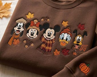 Embroidered Mouse And Friends Sweatshirt, Fall WDW 1955 Crewneck, Magical Land Tee, Family Matching Couple Shirt, Spooky Season Gift