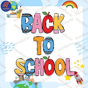 Teacher Doodle Alphabet Png Bundle, Back to School Doodle Letters PNG, Back To School Png, School Supplies Png, Digital Download