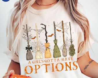 Retro A Girl’s Gotta Have Options Png, Retro Halloween Witches Png, Spooky Season Png, Feeling Witchy Png, Trendy Girly Halloween Png