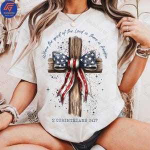 Retro American Flag Cross Png, Christian 4th Of July Png, Fourth Of July Png, Independence Day Png, Faith Love Freedom, God Bless America