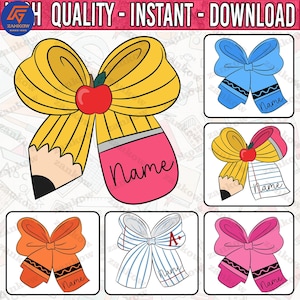 Custom Teacher Pencil Png, Custom Teacher Name Png, Teacher Coquette Bow Png Bundle, Pencil Bow Png, School Coquette Png, Teacher Png
