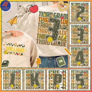 Custom Back To School Camouflage Png Bundle, First Day Of School Png, Retro First/ Second/ Third Grade Design, Kindergarten Dude, Pre K Png