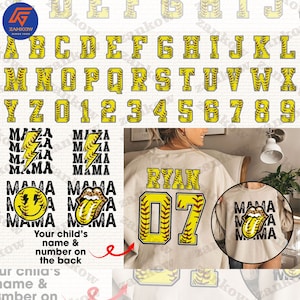5 Custom Softball Mama Png Bundle, Softball Alphabet Png, Softball Mom Png, Softball Season Png, Sports Mom Png, Digital Download