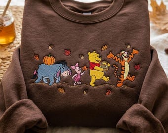 Embroidered Vintage Honey Bear Shirt, Fall Bear And Friends Sweatshirt, Magical Land Crewneck, Cozy Season Tee, Holiday Vacation Gift