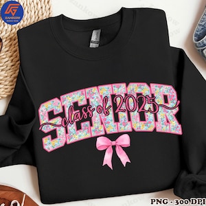Floral Senior 2025 PNG, Retro Graduation PNG, Class of 2025 Coquette Bow png, High School Senior Png, Senior Png, Senior 2025 Family Png