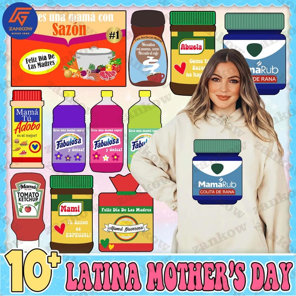 10 Latina Mom Bouquet Toppers PNG Bundle, Mama tu saxon es unico, Fabulosa, Mama Guerrera, VapoRub Mom, Instant Download PNG, Abuela Latina