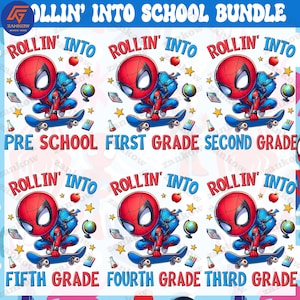 Pacote de desenhos animados em PNG "Rollin' Into School", Primeiro dia de aula em PNG, Escola de filmes de super-heróis em PNG, Jardim de infância em PNG, Volta às aulas em PNG