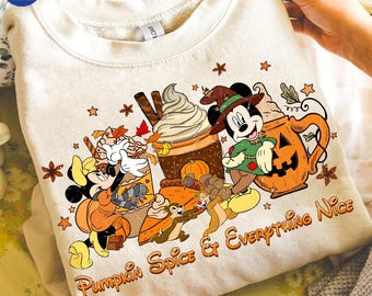 Maus Herbst Shirt Design PNG, Kürbisgewürz Alles schön, Herbst Vibes Clipart, Girly Herbst kokett, Cartoon Herbst Kürbis Digitaler Download