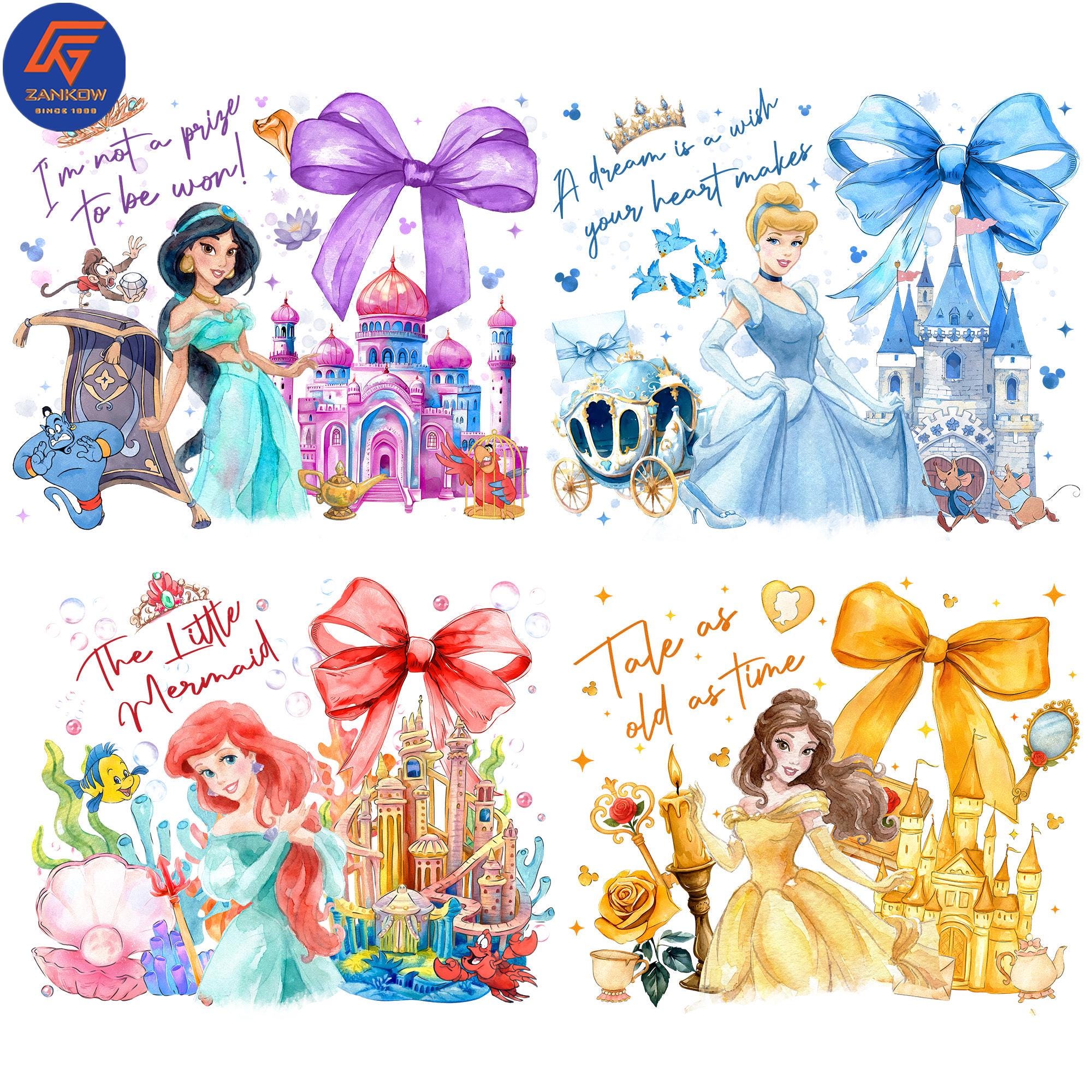 6 Watercolor Cartoon Princess PNG Bundle, Cute Princess PNG, Magical ...