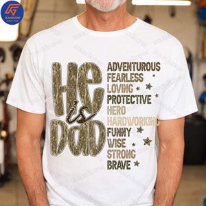 Retro &quot;Él es papá&quot; (Png), Papá pescador (Png), Caza de ciervos (Png), Camiseta de caza de camuflaje (Png), Regalo del Día del Padre con camuflaje (Png), El mejor papá del mundo (Png)