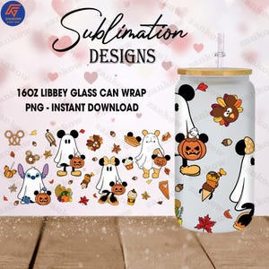 Cartoon Movie Glass Can, Autumn Vibes 16oz Libbey Can PNG, Hello Fall 16oz Glass Can Wrap, Fall 16oz Libbey Can Glass, Digital Download
