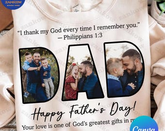 Custom Father’s Day Canva Template Png, Personalized Gift For Dad Png, Custom Dad And Kids Photo Png, Bible Verses Png, Christian Dad Png
