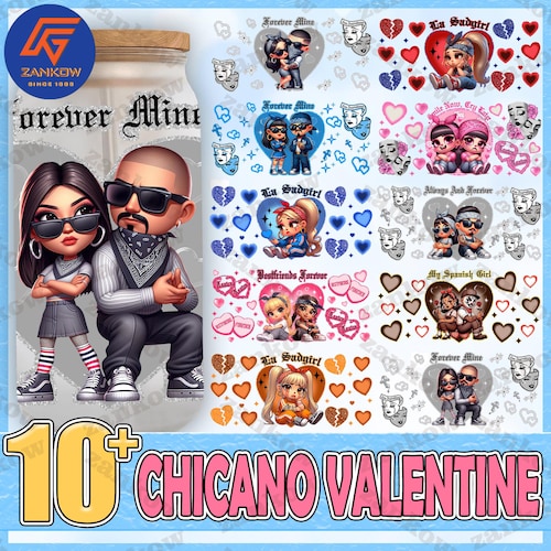 10 Chicano Forever Cholo Couple 16oz Glass Can Bundle, Chicano La
