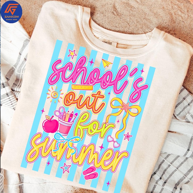 Summer Teacher PNG, School Out for Summer PNG, Last Day of School Shirt, Teacher Appreciation PNG, Kids Summer Break Design image 4