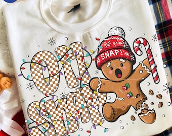 Funny Oh Snap Gingerbread Png, Merry Christmas Cookie Design, Coquette Bow Png, Bright Color Holiday PNG, Cute Xmas Sublimation